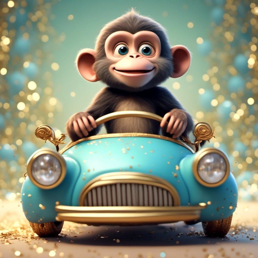 Monkey driving a Honda