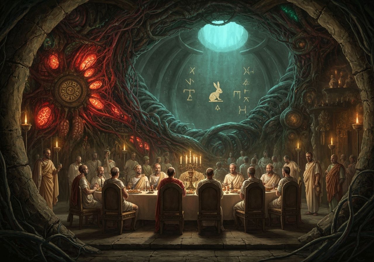 Cosmic Horror Roman Banquet Inside a Biomechanical Leviathan