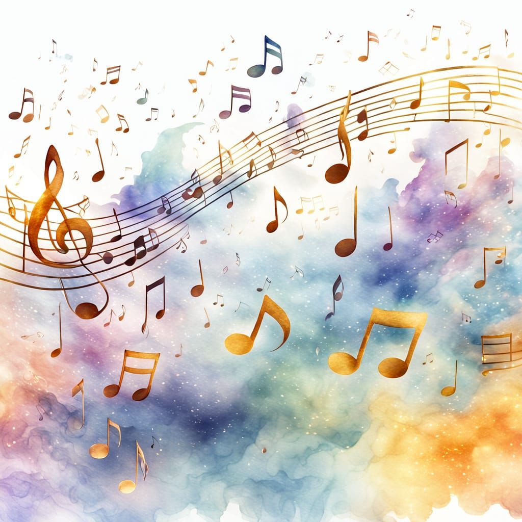 Ethereal Music Notes in Dreamy Watercolor Style