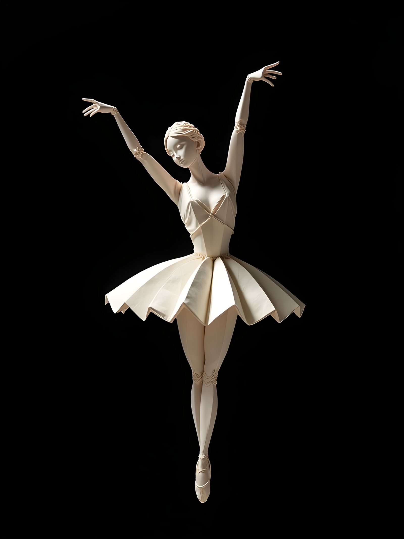 Elegant Origami Ballerina Papercraft Sculpture
