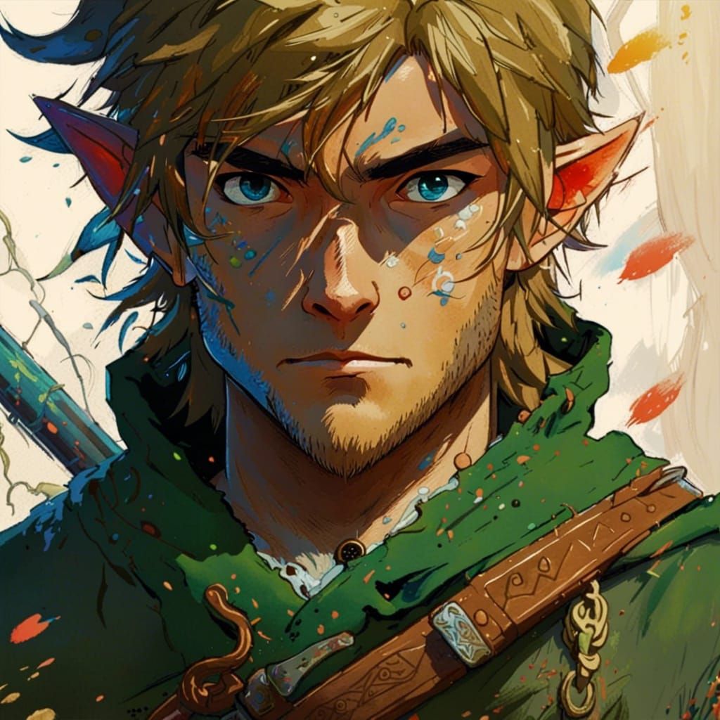 Link Portrait in Studio Ghibli Style, 8k Resolution