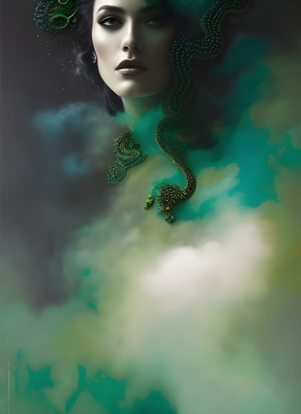 Emerald Gaze: Splash Color Portrait in 8k Resolution