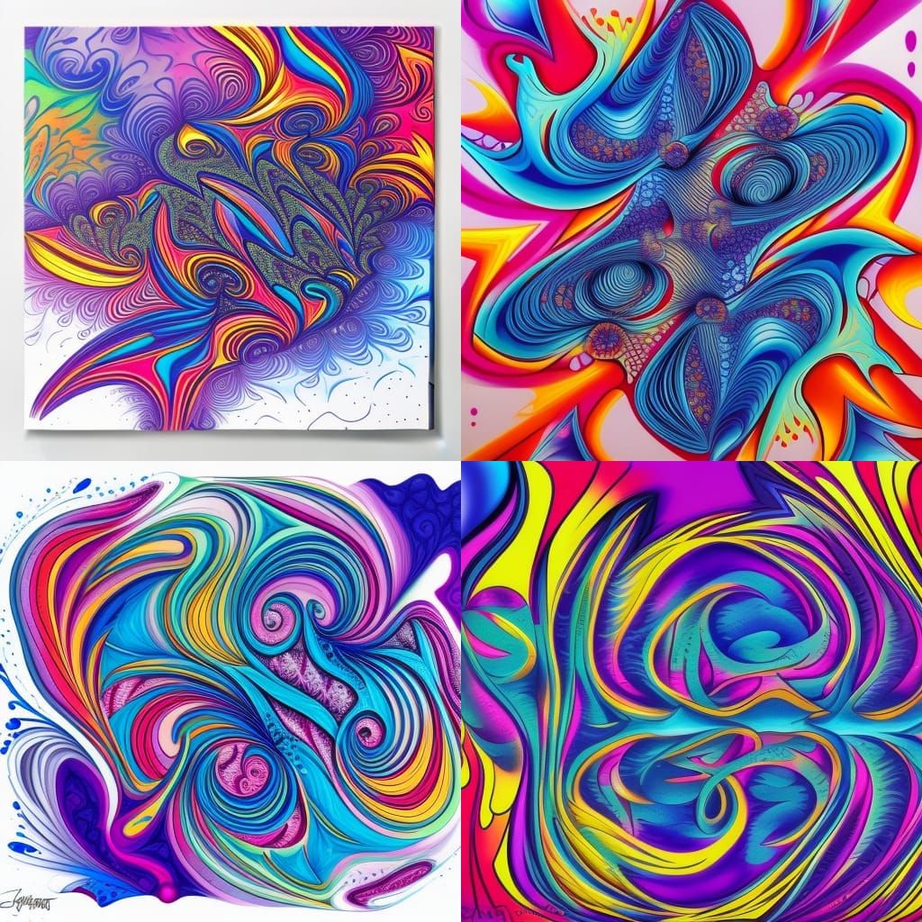 Abstract Vector Fractal in Polychromatic Spray Paint Style