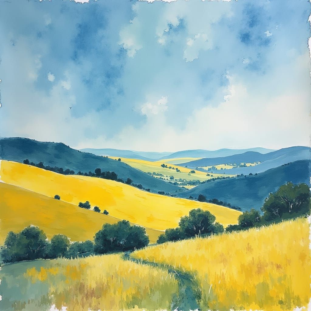 Vibrant Aquatint Landscape