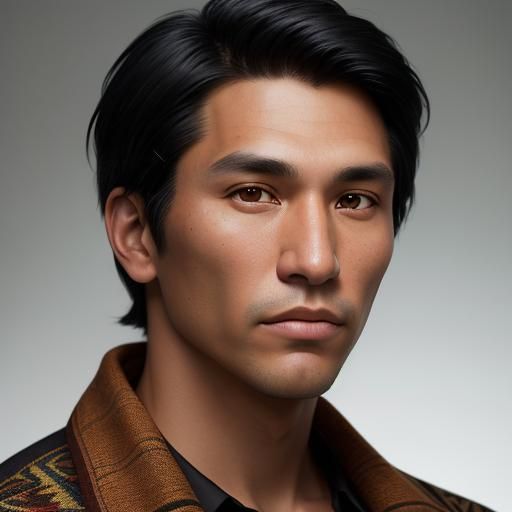 Portrait of Modern Native American Man in Studio