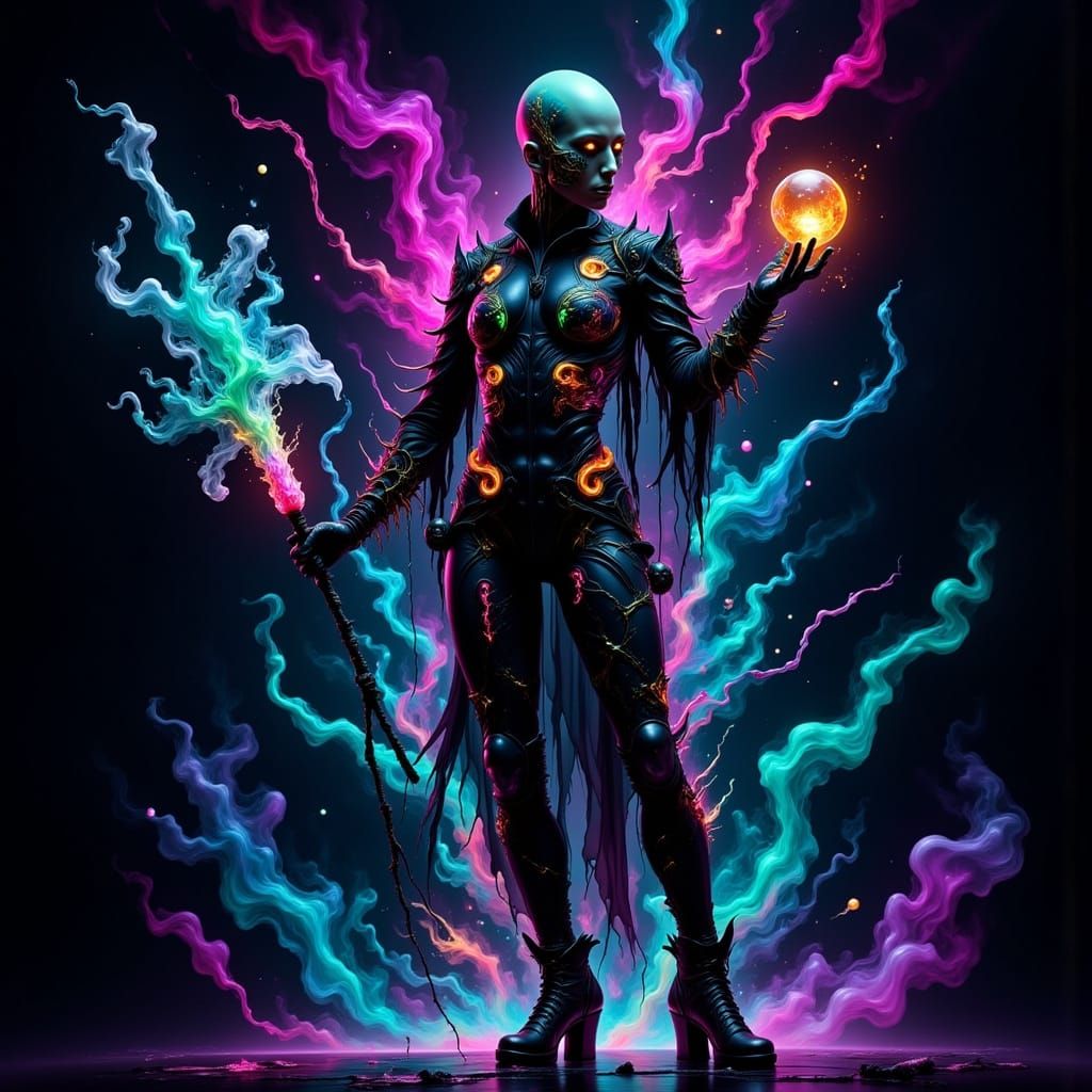 Cyberpunk Enigma in Twisted Ink and Neon