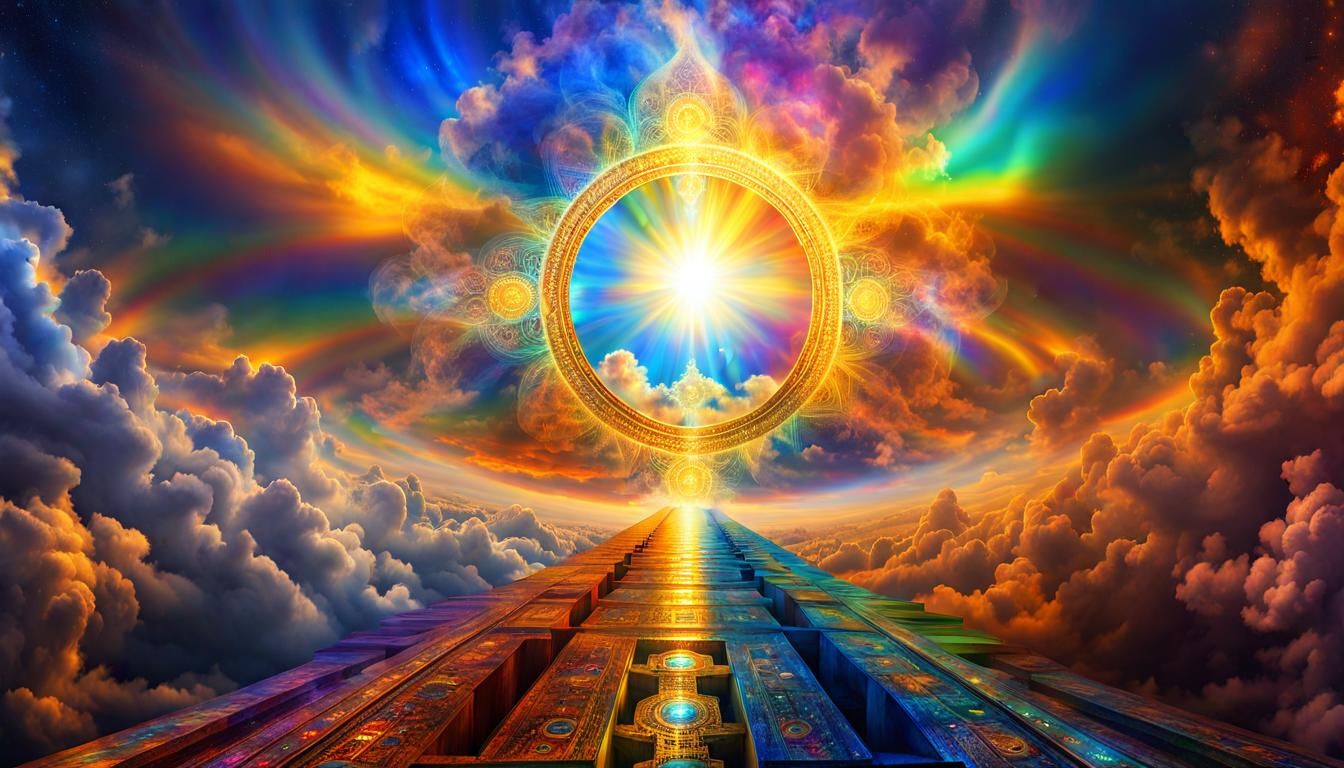 Psychedelic God: Iridescent Acrylic Art in 8K