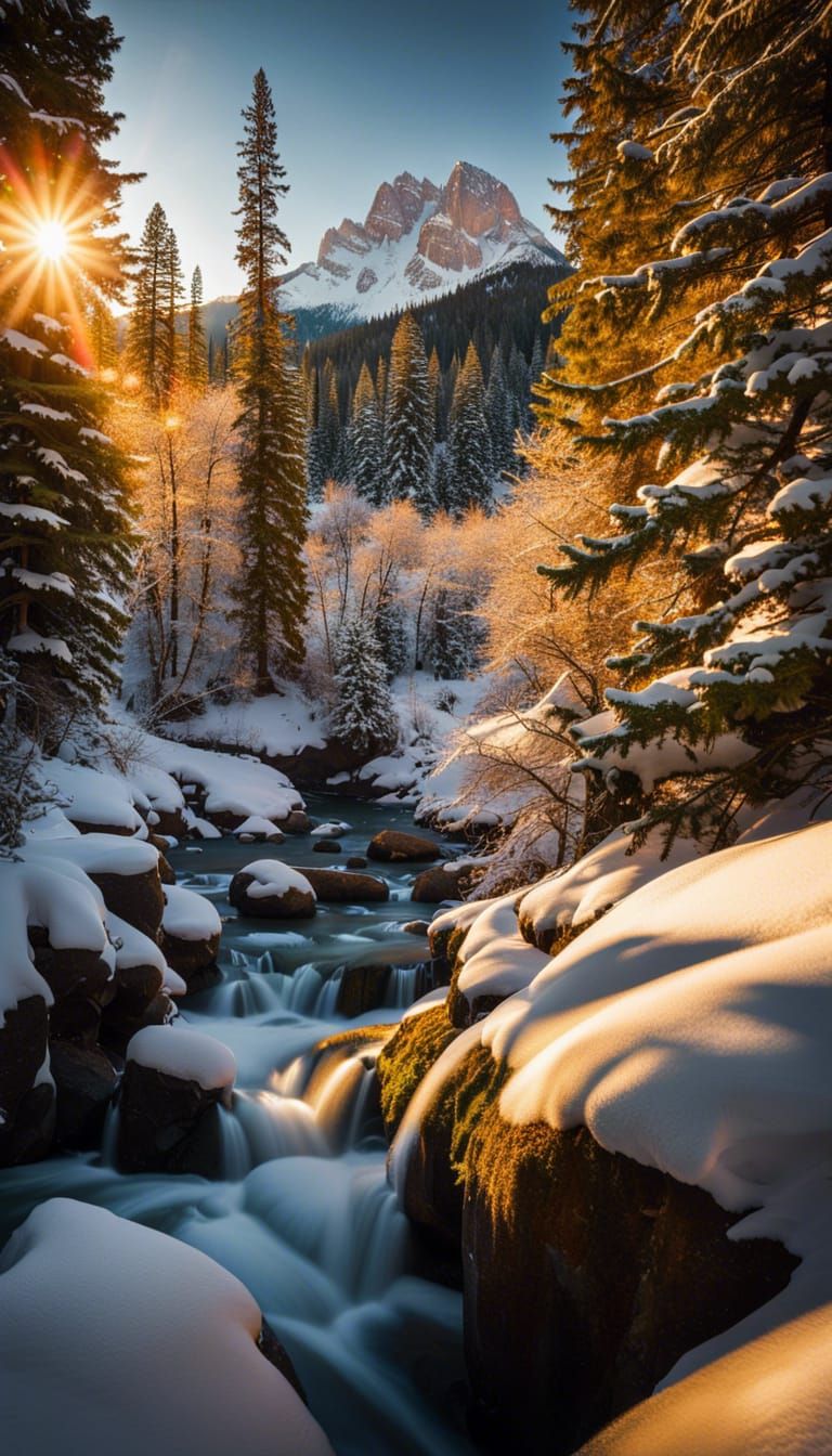 Majestic Snow-Capped Mountain Peak at Sunset