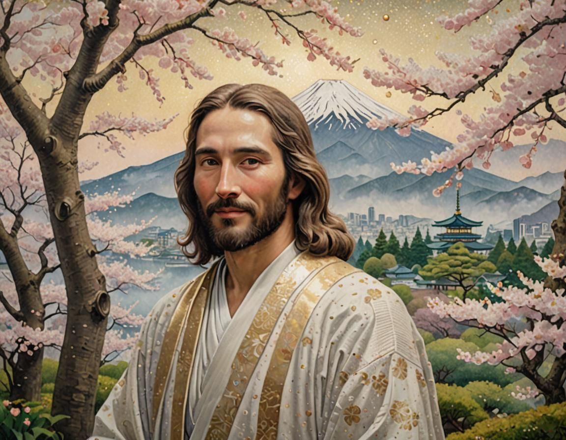 Jesus Christ Portrait in Pointillism Style