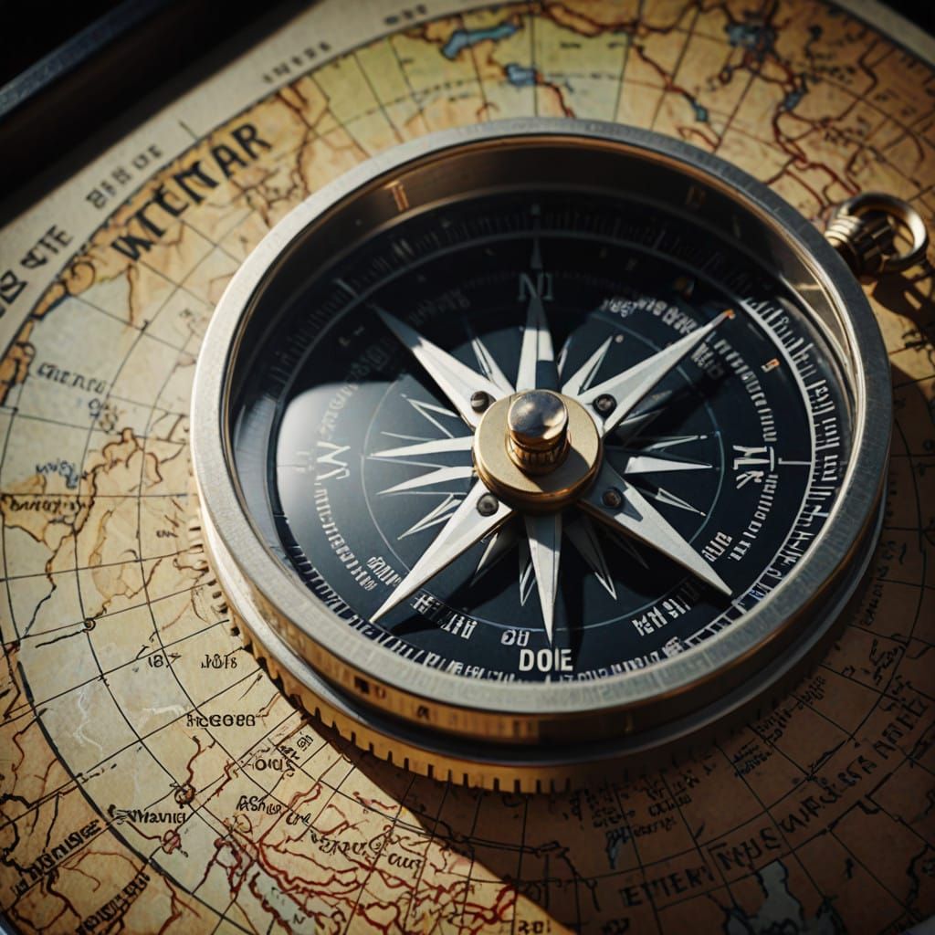 A Compass Spins Cinematically on Vintage Film