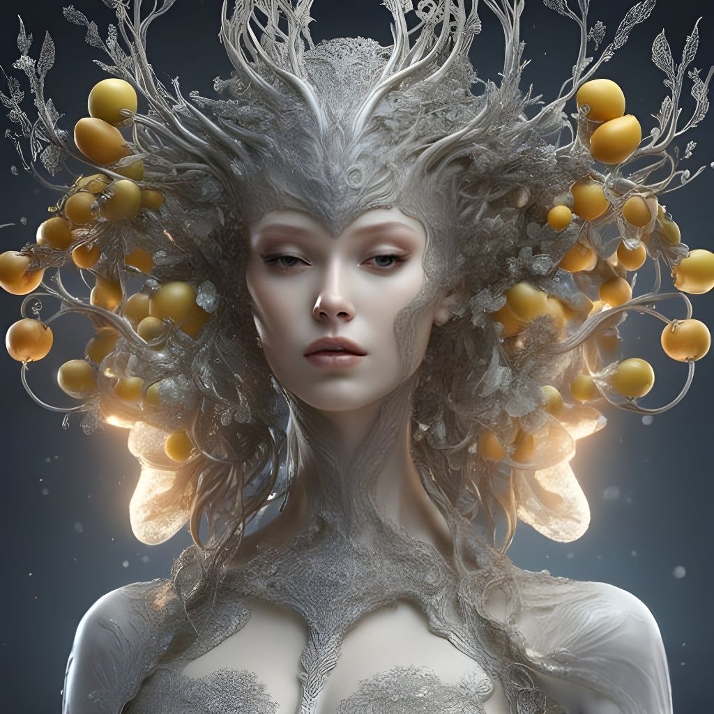 Porcelain Alien Girl with Melting Head