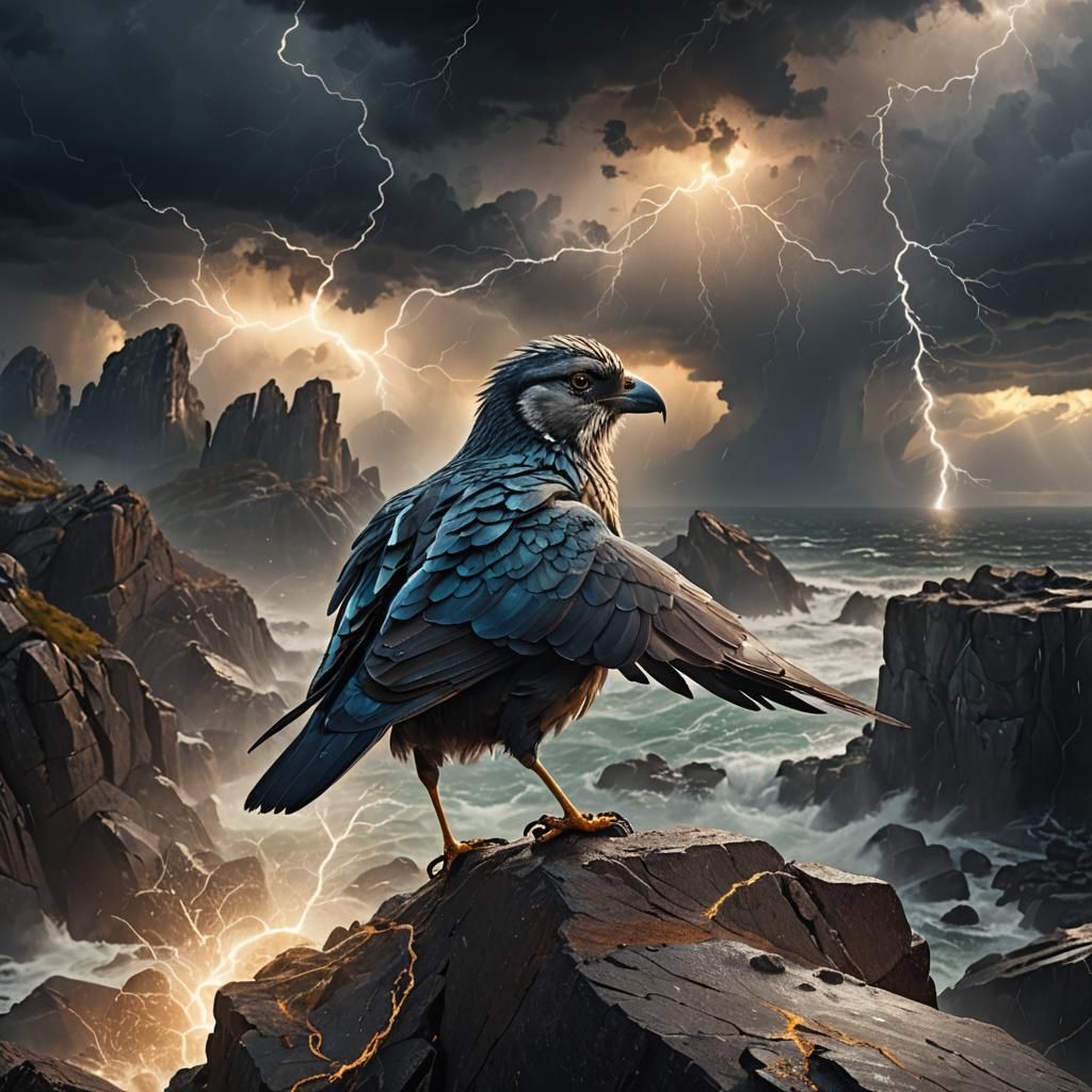 Kingfisher Stands Defiant Amidst Stormy Sky