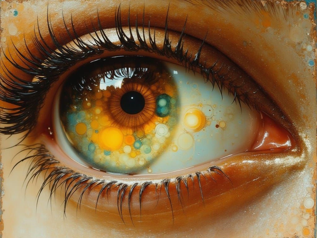 Realistic Mint Green Eyes in Sepia and Teal Tones