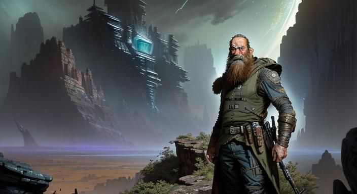 Sci-Fi Ranger Spotting Enemy, Fantasy Art Style