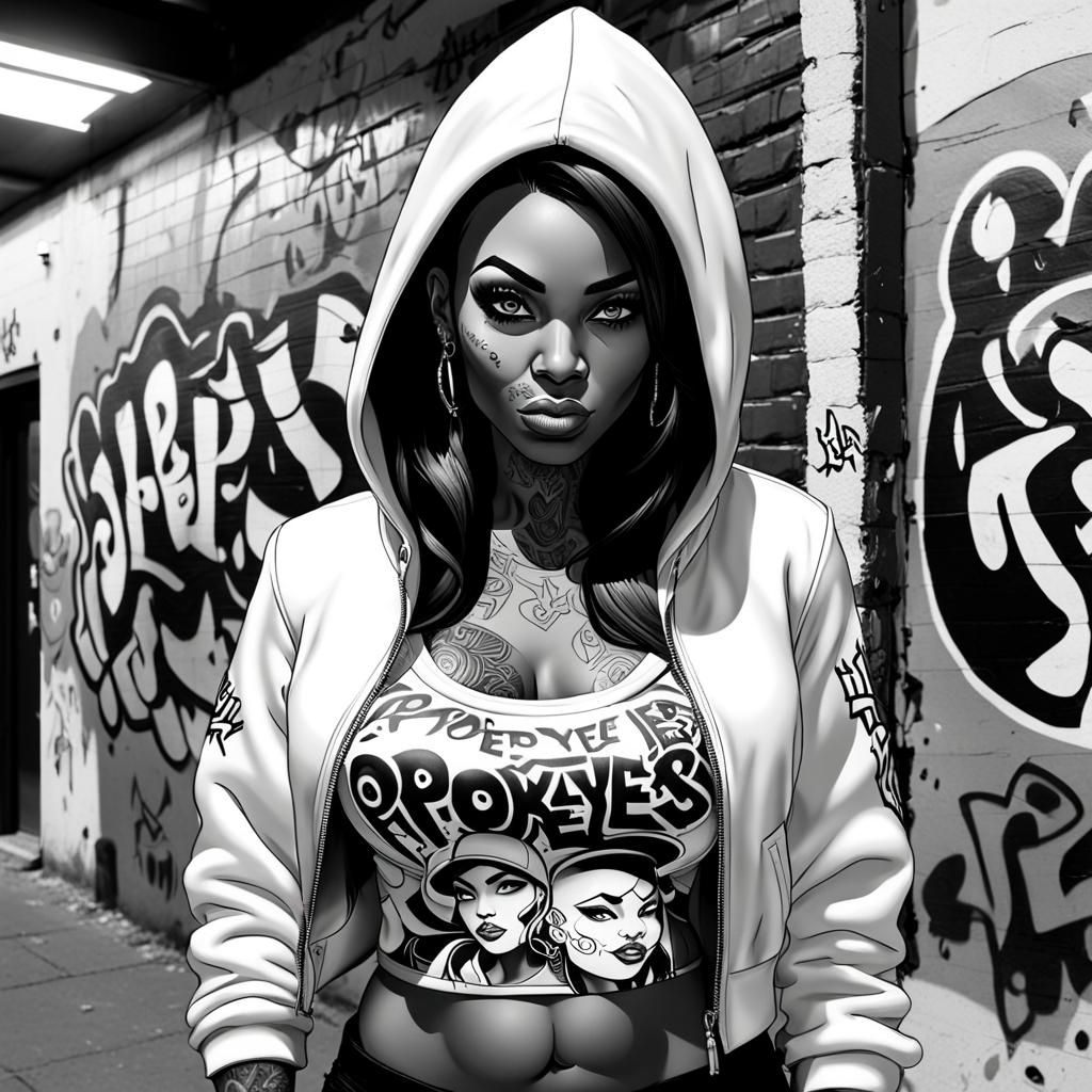 Sensual Hip Hop Cartoon Portrait for Coloring