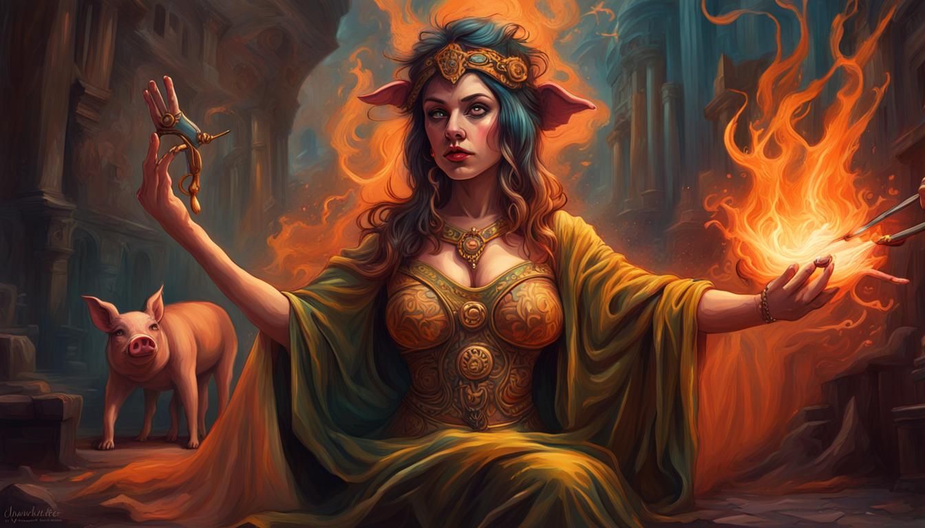 Circe Transforms a Man: A Digital Matte Painting