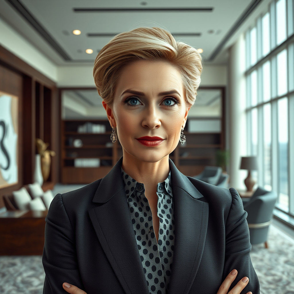 Confident CEO in Luxurious Office, Hyper-Realistic Digital A...