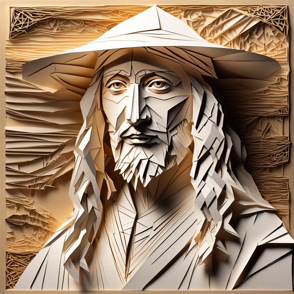 3D Papercraft Portrait in Style of Albrecht Durer