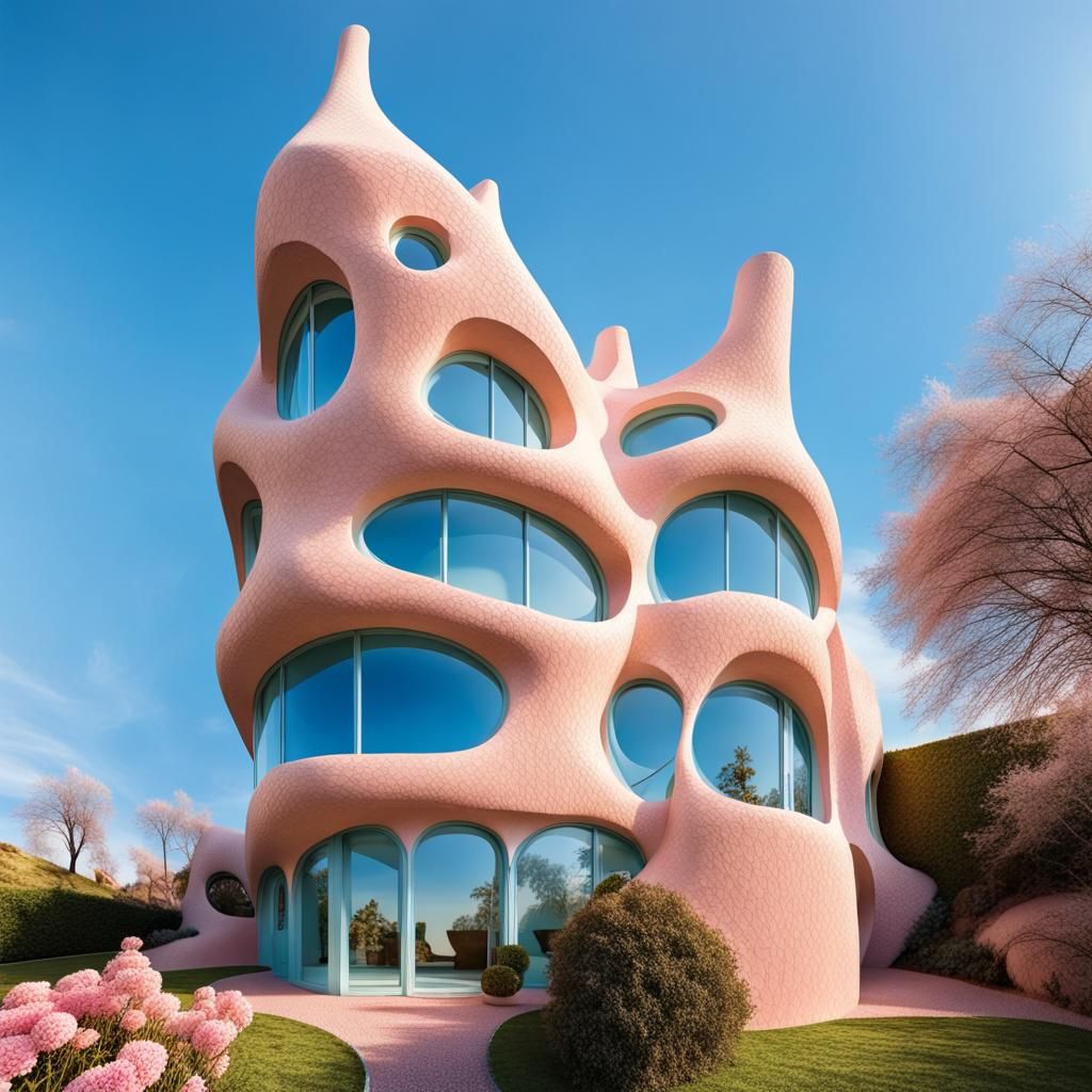 Gaudi-Style House with Flower Garden