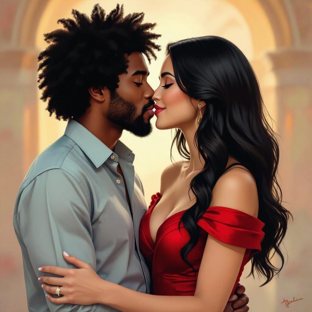 Romantic Kiss in the Style of Wiley and Casteel
