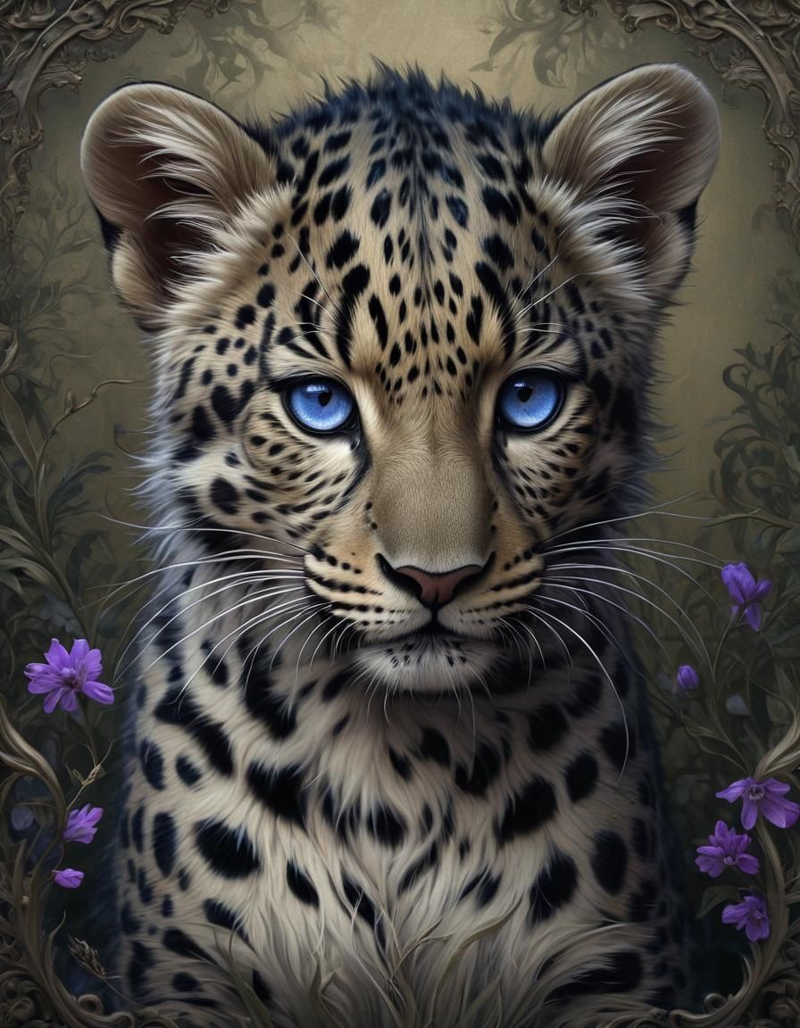 Anthropomorphic Leopard Cub in Ethereal Fantasy Style