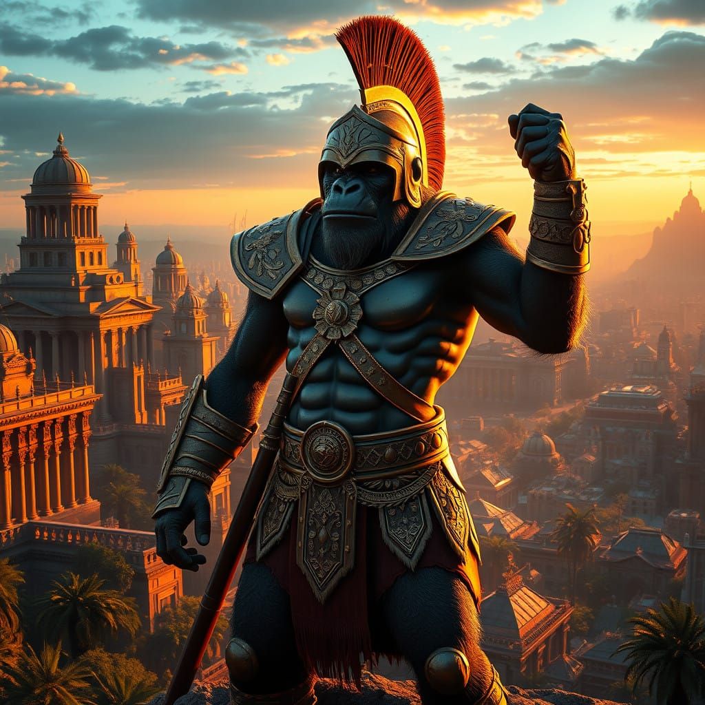 Majestic Ape Spartan Warrior in Gilded Armor