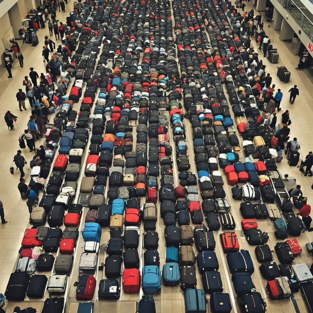 Passengers Wait with Luggage at Atlanta Airport