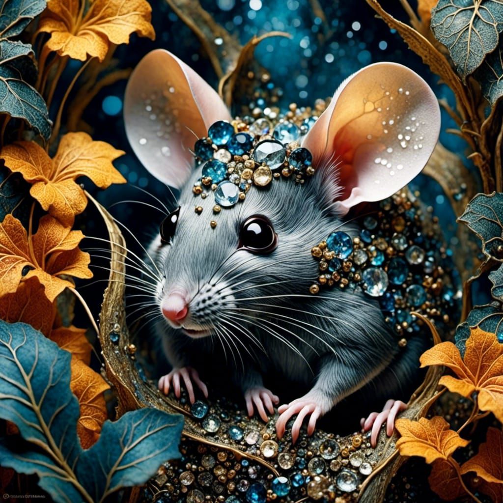 Striking Mouse Double Exposure Collage Art