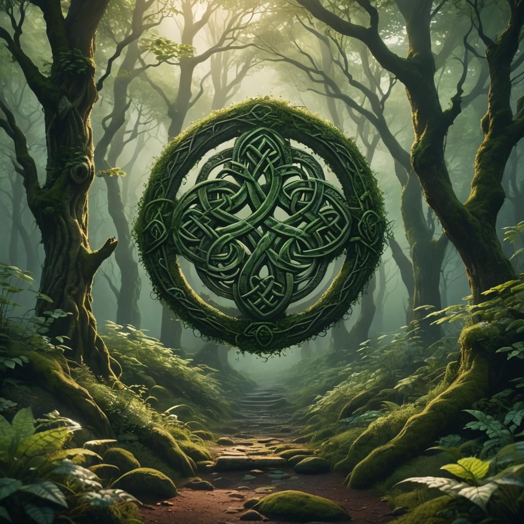 Mystical Celtic Knot in Enchanted Forest