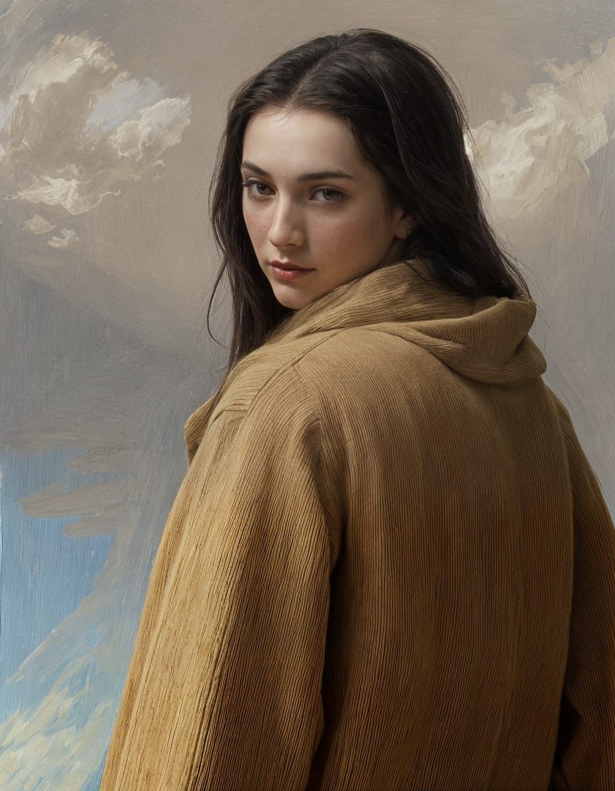 Woman in Goya-Inspired Romanticism Style Landscape