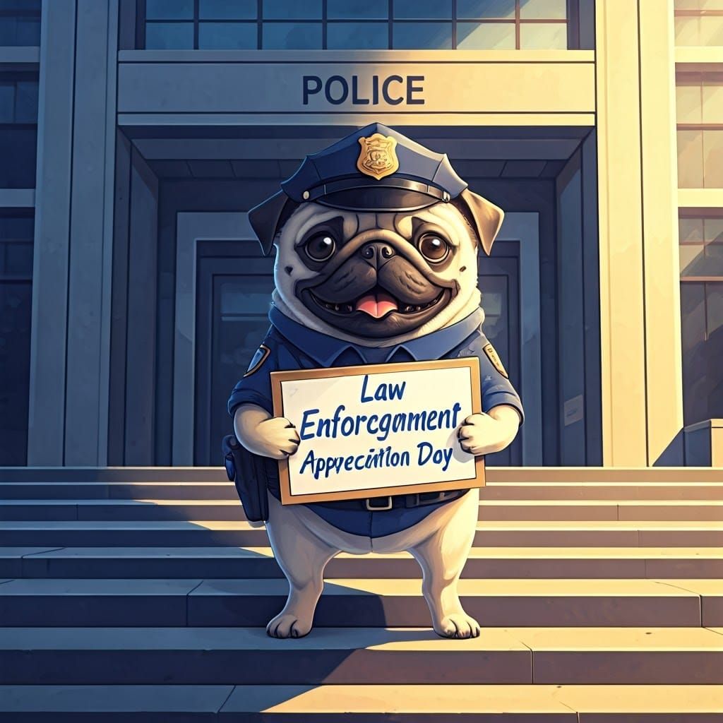 Pug Police Officer Celebrates Law Enforcement Appreciation D...