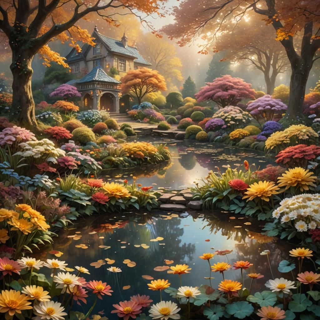 Autumn Chrysanthemum Garden in Ethereal Style