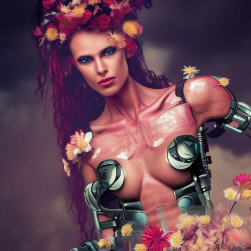 Floral Cyborg: Warrior Woman in Bloom