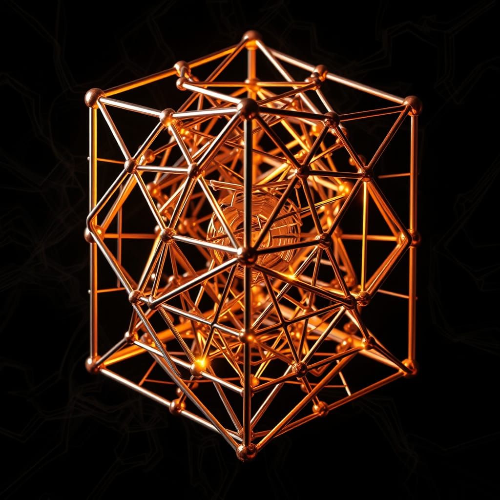 Hypercube (Thesseract) vibrating in Fibonacci' pattern. 