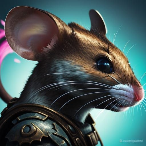 Vibrant Mice Portrait in Hyperrealistic Splash Art