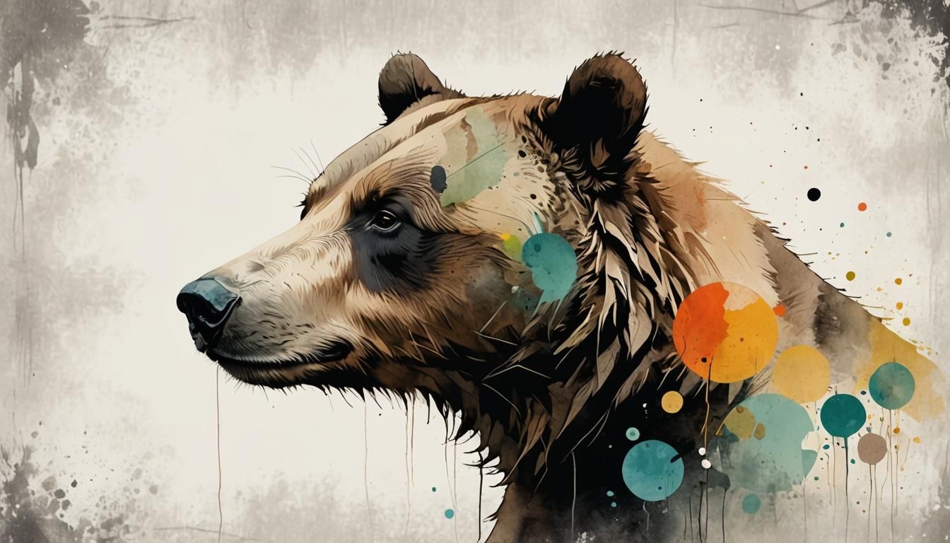 Minimalist Bear Clipart in Pastel Colors