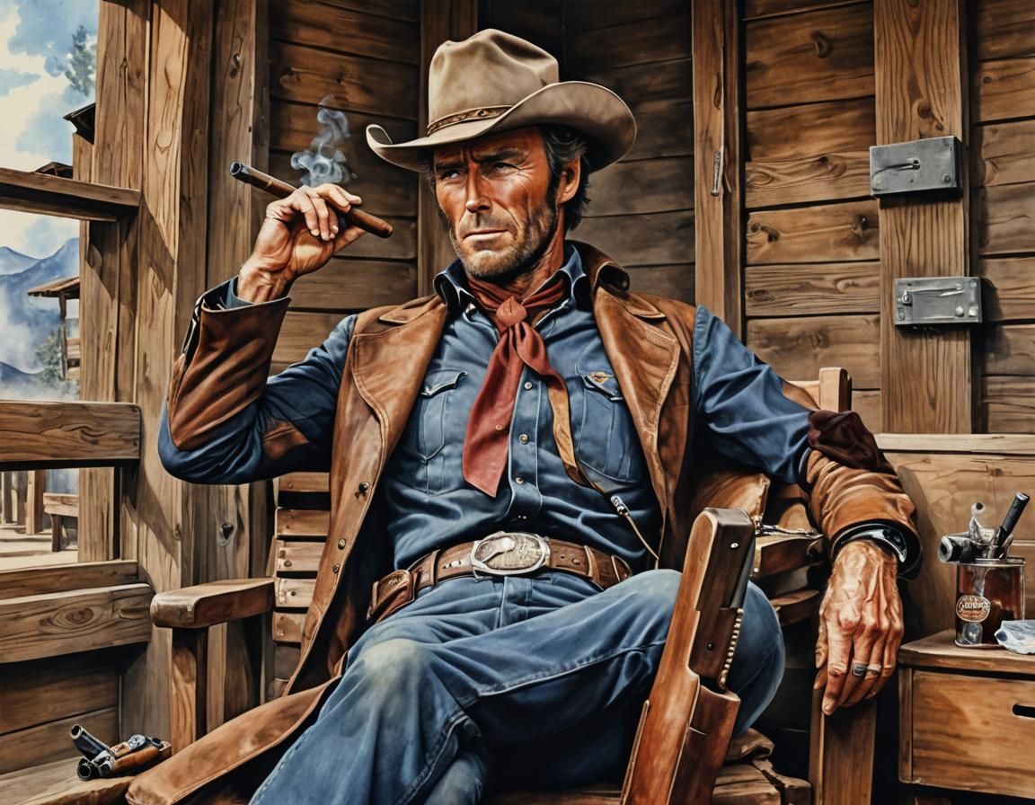 Steampunk Western Cowboy with Cigar