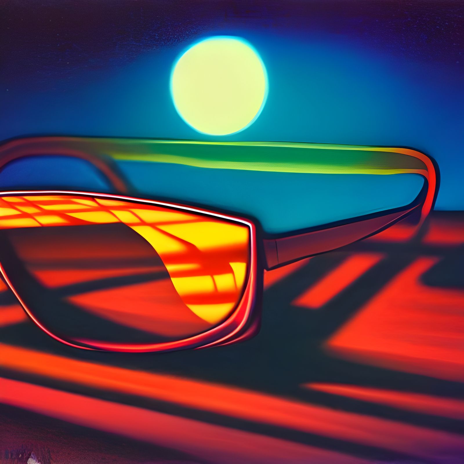 Sunglasses at Night in Hyperrealist Style