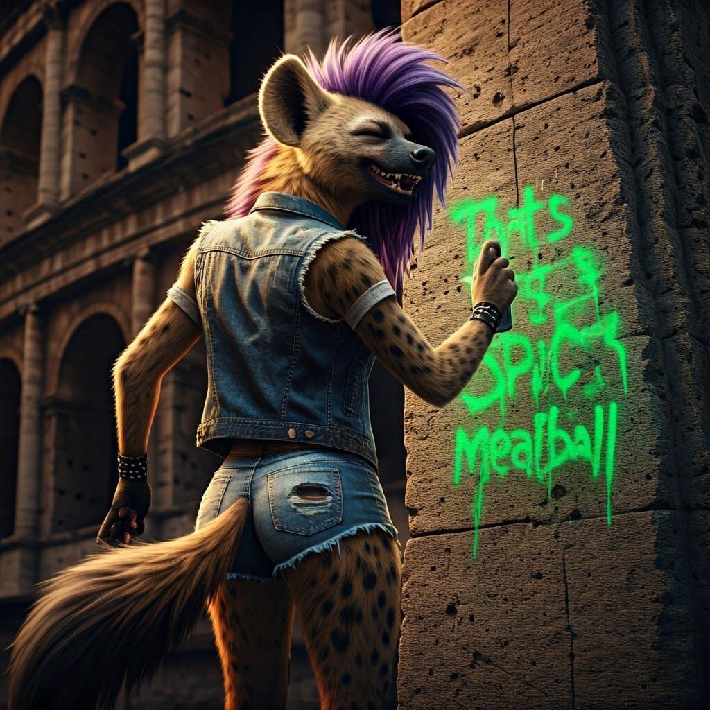 Rebellious Hyena in Cinematic Colosseum Scene