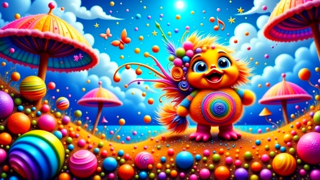 Psychedelic Duckling Dance in a Whimsical Wonderland