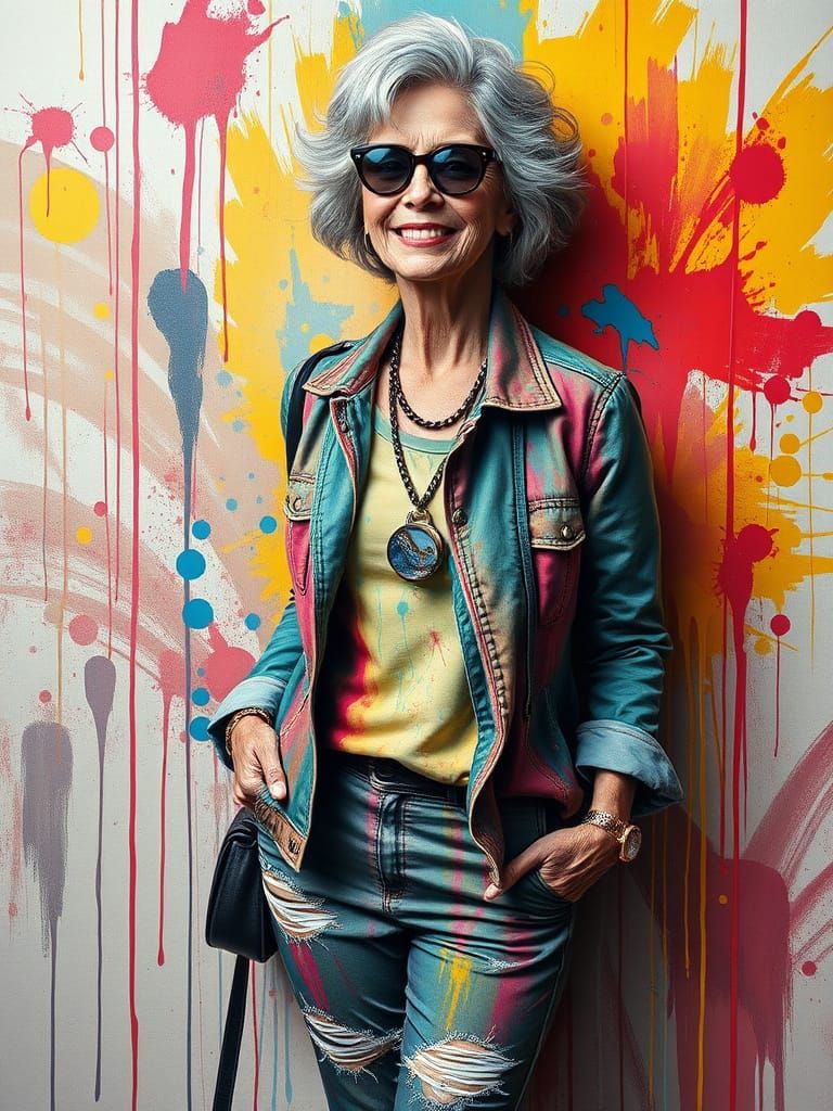 Older Woman's Youthful Transformation: Graffiti Art