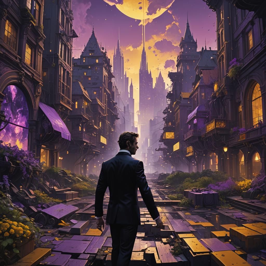 Dystopian Observer in Dark Fantasy Style