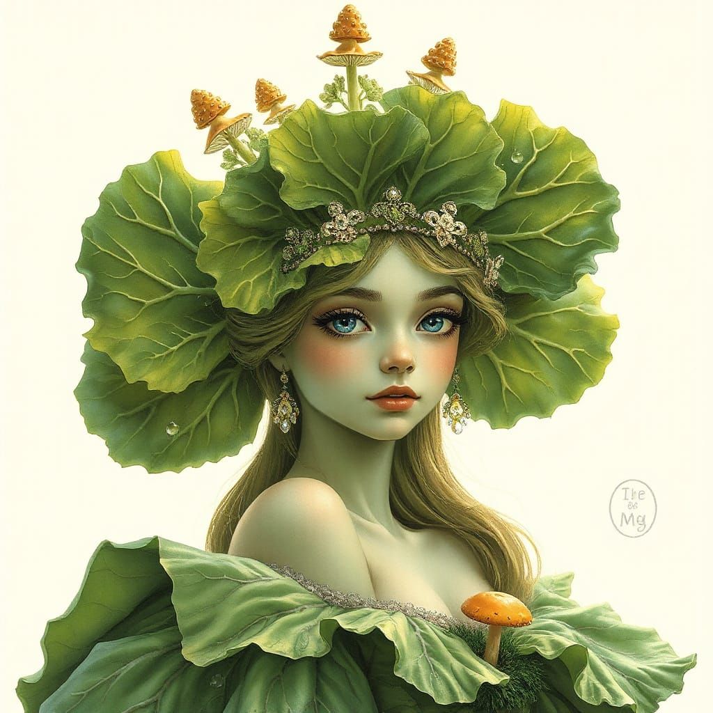 The Cabbage Princess Portrait in Art Nouveau Style