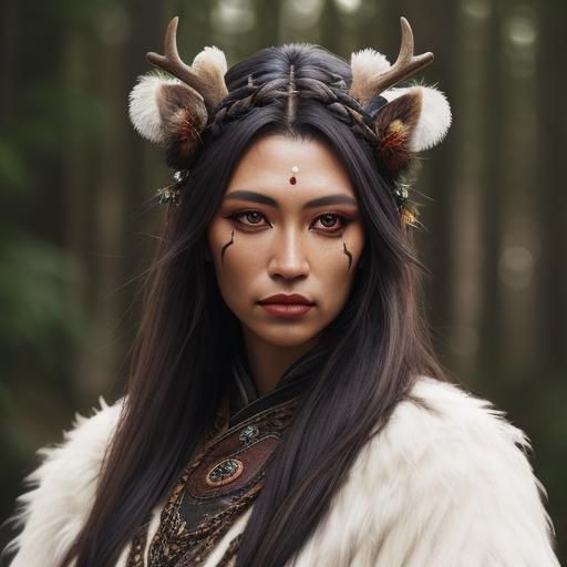 Striking Portrait of Woman with Feathers and Teardrop