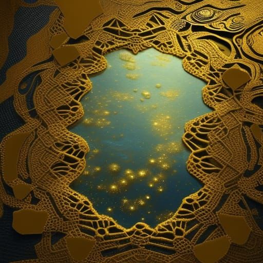 Golden Crochet in Diamond Pond: Detailed Matte Painting