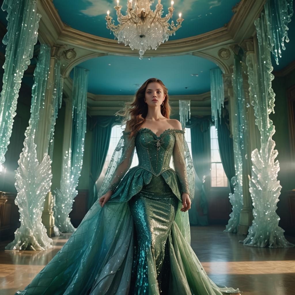 Elegant Ballroom Gown in Cinematic Lighting