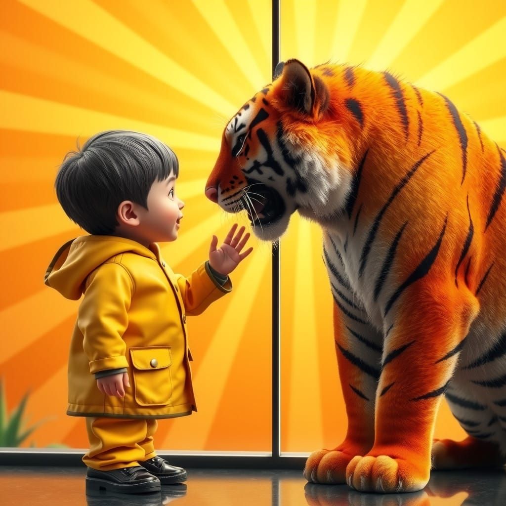 Whimsical Zoo Encounter in Vibrant Digital Art