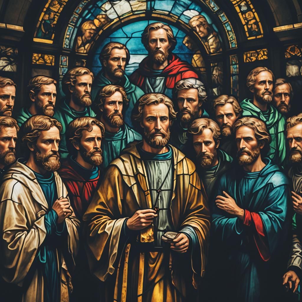 Stained Glass Portrait of the Twelve Apostles