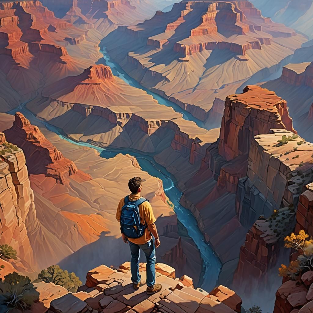Grand Canyon Tourist in Splash Art Style