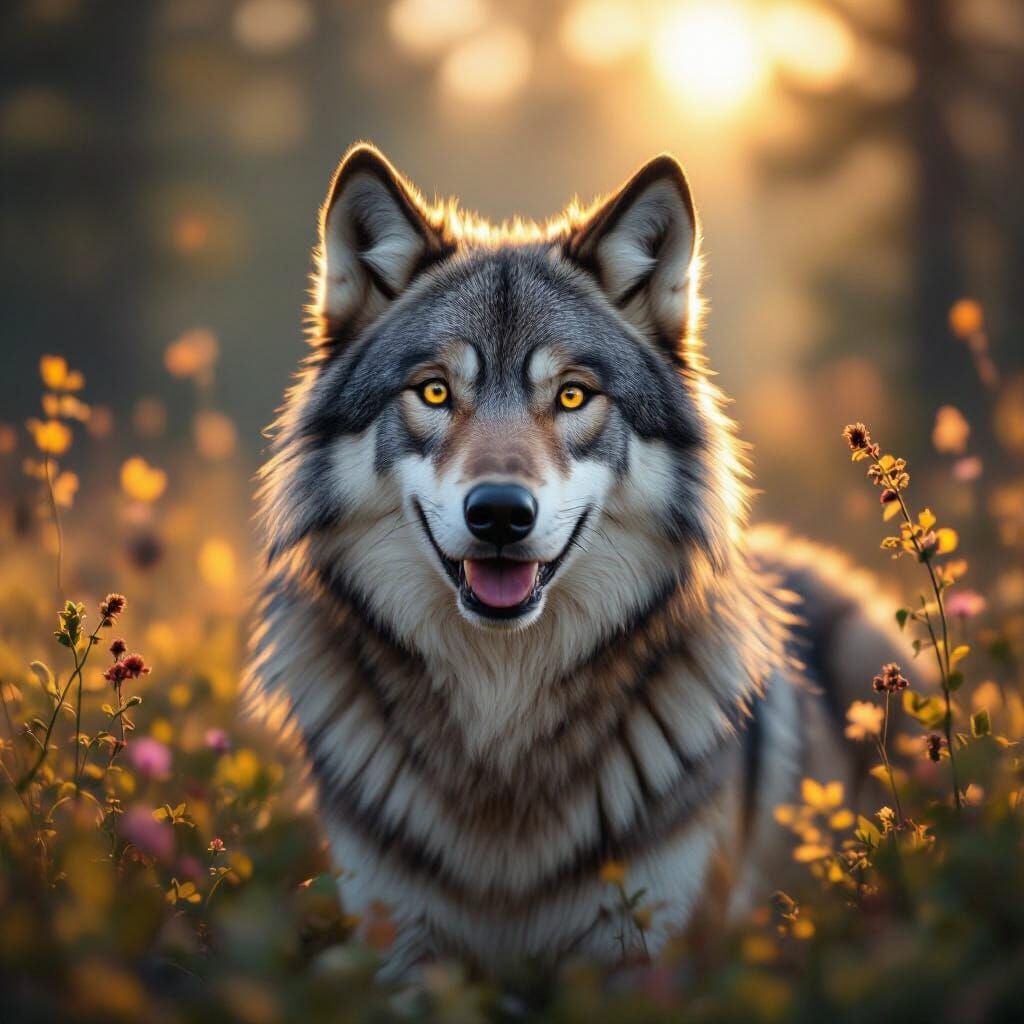 Goofy Wolf Spreads Warmth in Alpine Forest